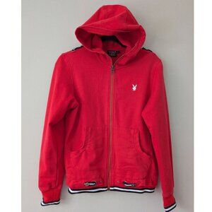 Playboy Women's Red Full Zip Hoodie Pockets Size S/M